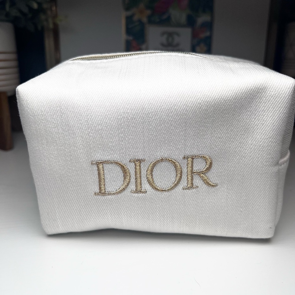Dior Limited Edition White Cream Cosmetic Makeup Bag